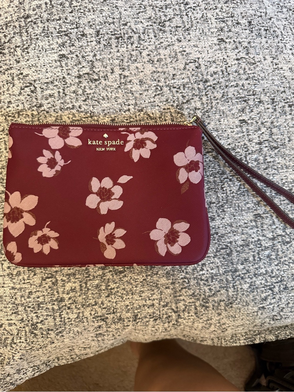 kate spade Floral Wristlet Clutch in Burgundy and Pink